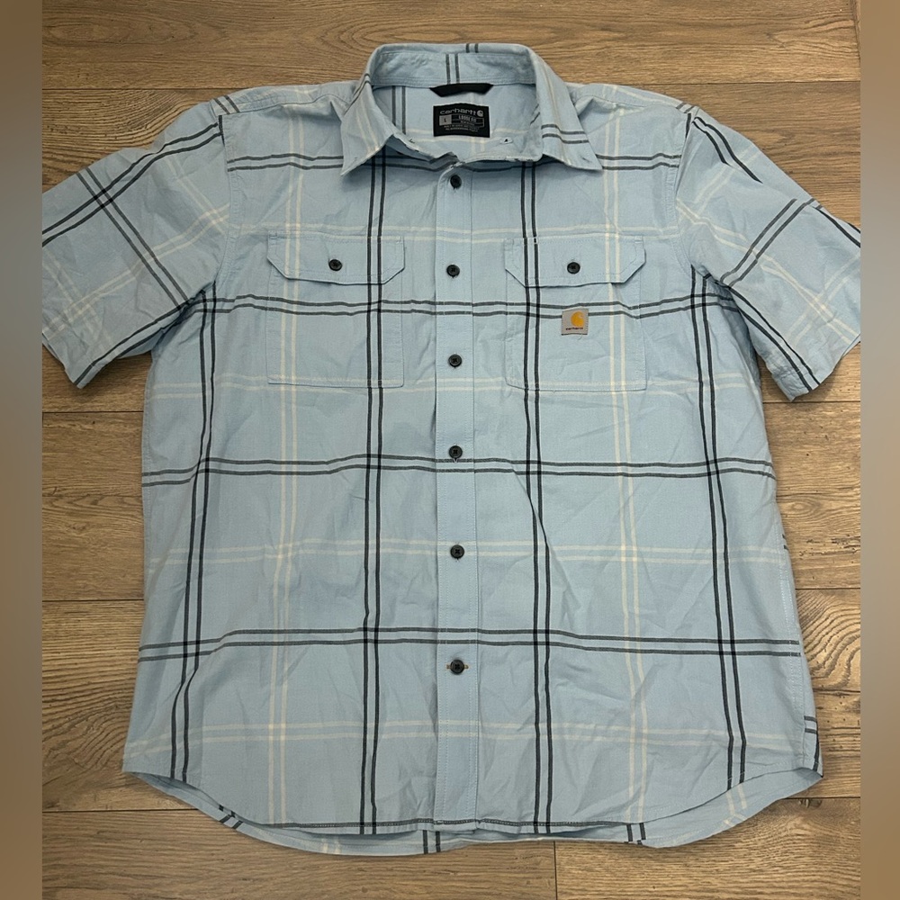Carhartt Blue Plaid Casual Button Down Shirt